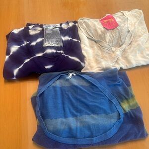 Young Fabulous & Broke and Splendid Tie-Dye Tees - Purple, Blue, and Cream